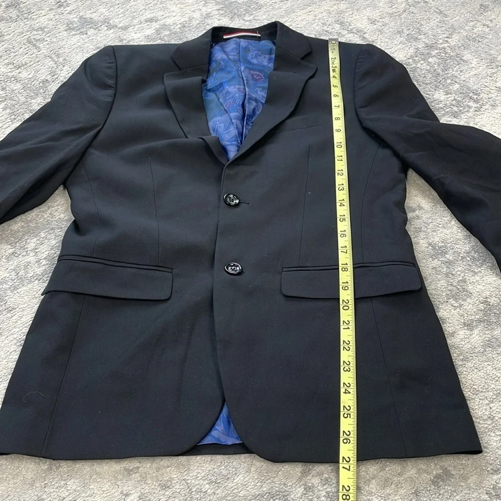 New Soul of London Essential Black Solid Suit Jacket Blazer Stretch Sz 34R